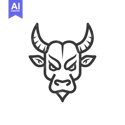 Aset desain premium: Line art illustration of a bull's head with angry expression