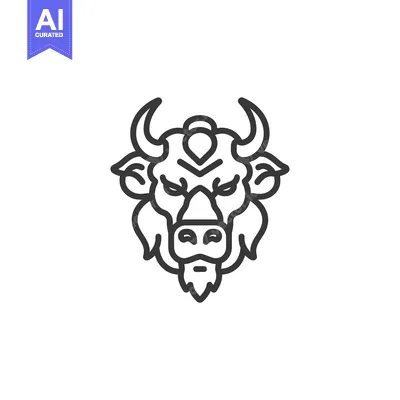 Premium design asset: Line Art Illustration of a Bull's Head with Horns