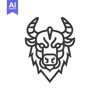 Premium design asset: Line Art Illustration of a Bull's Head with Horns