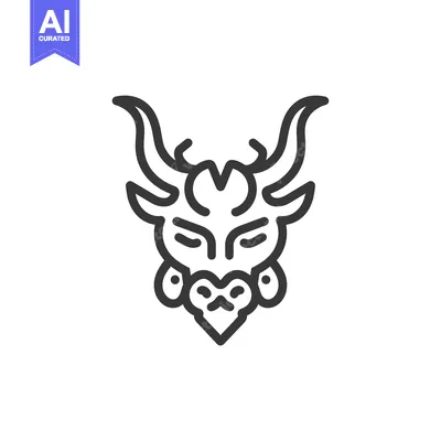 Aset desain premium: Line Art Illustration of a Bull's Head with Horns