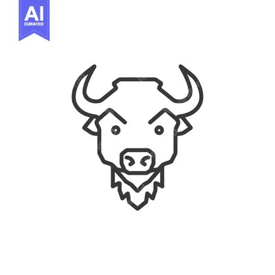 Aset desain premium: Line art illustration of a bull's head with horns