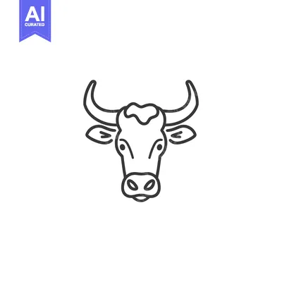 Aset desain premium: Line art illustration of a bull's head with horns