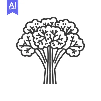 Aset desain premium: Line art illustration of a bunch of broccoli