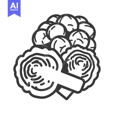 Aset desain premium: Line Art Illustration of a Bunch of Brussels Sprouts