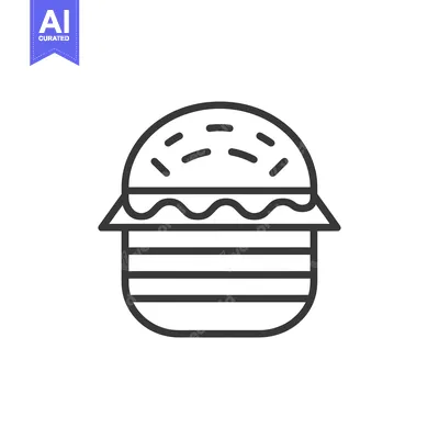 Aset premium populer: Line Art Illustration of a Burger with Sesame Seed Bun