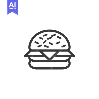 Aset premium populer: Line Art Illustration of a Burger with Sesame Seed Bun