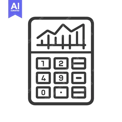 Premium design asset: Line Art Illustration of a Calculator with a Graph Display