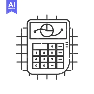 Aset desain premium: Line Art Illustration of a Calculator with a Pie Chart Display