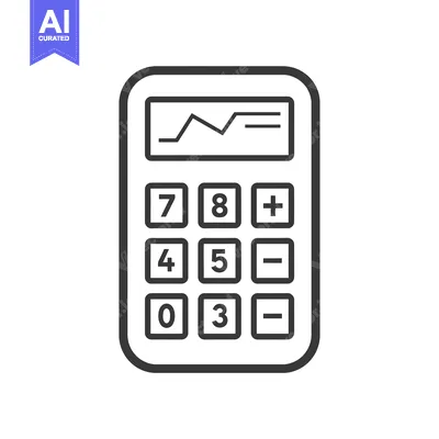 Aset desain premium: Line Art Illustration of a Calculator with Graph Display
