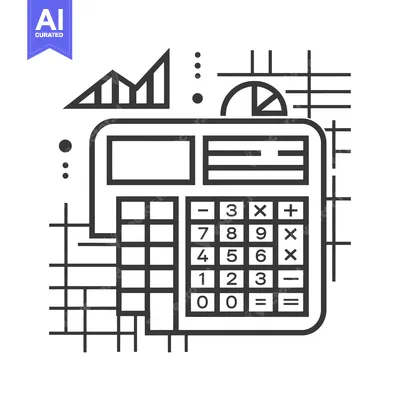 Popular premium asset: Line Art Illustration of a Calculator with Surrounding Geometric Shape