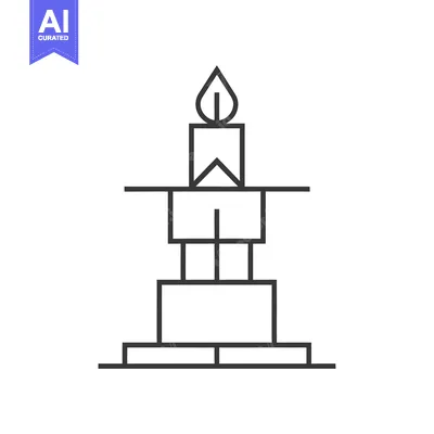 Aset desain premium: Line Art Illustration of a Candle on a Multi-Tiered Stand