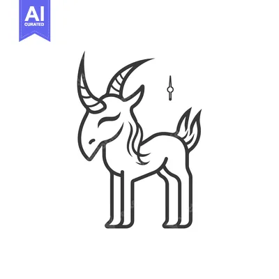 Aset premium populer: Line Art Illustration of a Capricorn Zodiac Sign