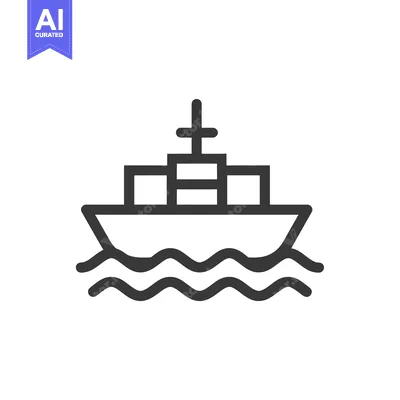 Popular premium asset: Line art illustration of a cargo ship with containers sailing on water