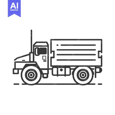 Aset desain premium: Line Art Illustration of a Cargo Truck