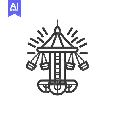 Popular premium asset: Line Art Illustration of a Carousel with a Sunburst Above