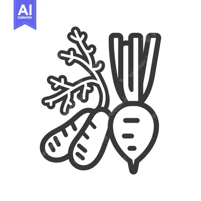 Aset premium populer: Line Art Illustration of a Carrot and a Radish