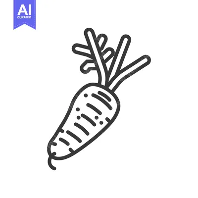 Aset premium populer: Line Art Illustration of a Carrot with Green Top