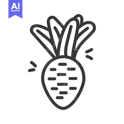 Aset premium populer: Line Art Illustration of a Carrot with Green Tops