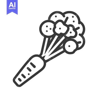 Premium design asset: Line Art Illustration of a Carrot with Multiple Flower Buds