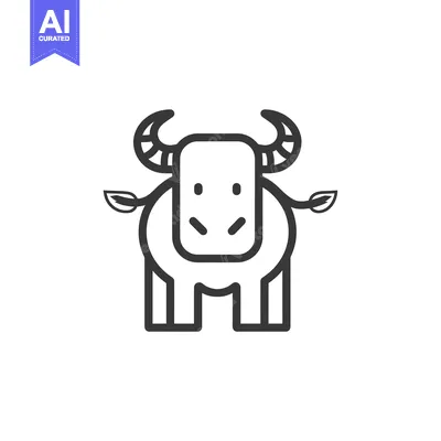 Popular premium asset: Line Art Illustration of a Cartoon Bull with Horns