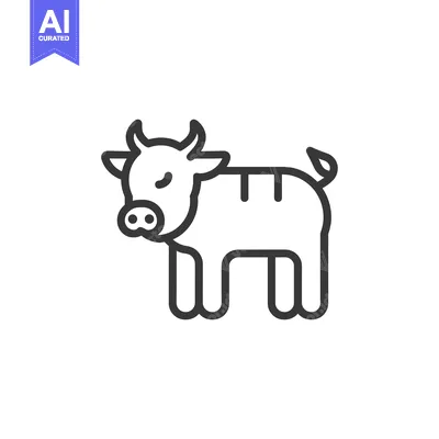 Aset premium populer: Line art illustration of a cartoon cow with closed eyes
