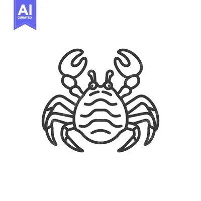 Aset desain premium: Line Art Illustration of a Cartoon Crab