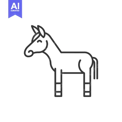 Aset premium populer: Line Art Illustration of a Cartoon Donkey