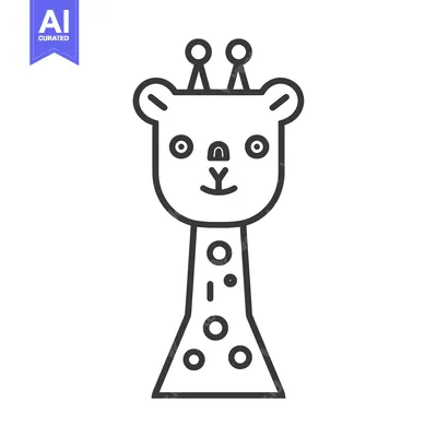 Aset desain premium: Line Art Illustration of a Cartoon Giraffe