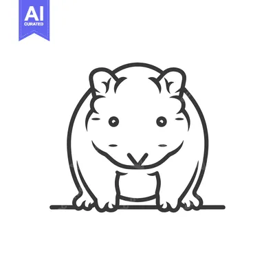 Popular premium asset: Line art illustration of a cartoon hamster