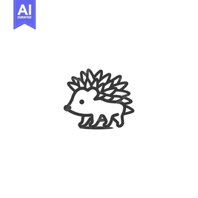 Popular premium asset: Line art illustration of a cartoon hedgehog walking