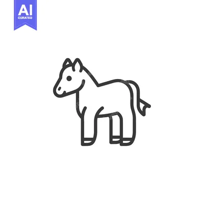 Premium design asset: Line Art Illustration of a Cartoon Horse