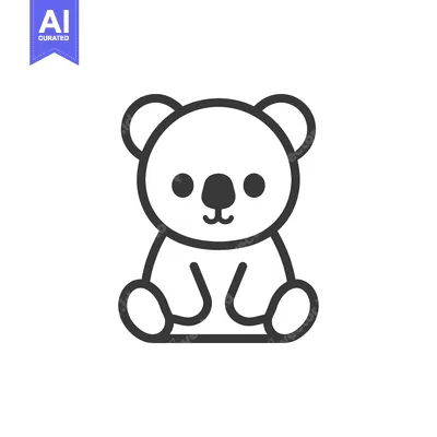 Aset desain premium: Line art illustration of a cartoon koala sitting