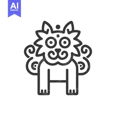 Aset premium populer: Line Art Illustration of a Cartoon Lion with a Curly Mane