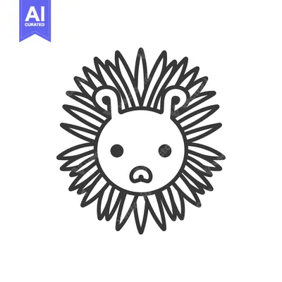 Popular premium asset: Line Art Illustration of a Cartoon Lion with Spiky Hair