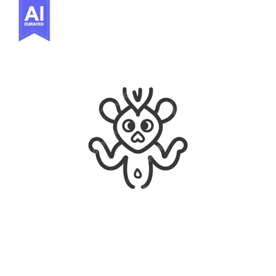 Popular premium asset: Line Art Illustration of a Cartoon Monkey with Big Eyes