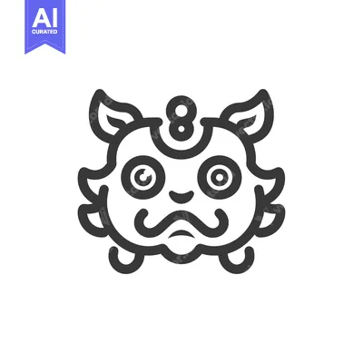 Aset premium populer: Line art illustration of a cartoon monster face