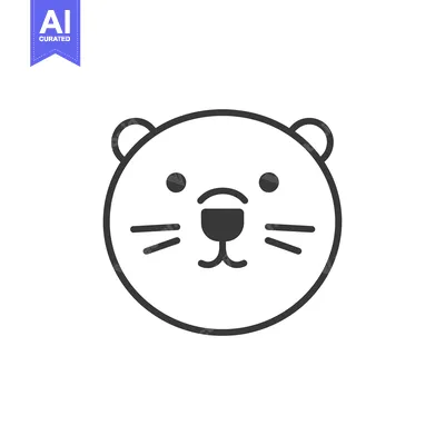 Aset premium populer: Line Art Illustration of a Cartoon Otter Face