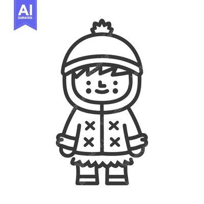 Popular premium asset: Line Art Illustration of a Cartoon Person Wearing Winter Clothes
