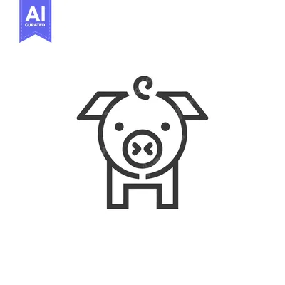 Premium design asset: Line art illustration of a cartoon pig