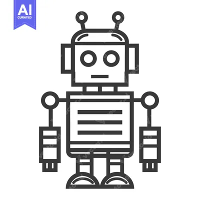 Aset desain premium: Line art illustration of a cartoon robot