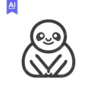 Aset premium populer: Line Art Illustration of a Cartoon Sloth with a Smile