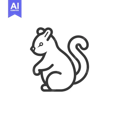 Aset premium populer: Line art illustration of a cartoon squirrel