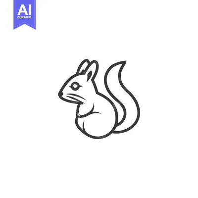 Line art illustration of a cartoon squirrel