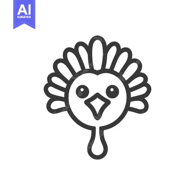 Aset premium populer: Line art illustration of a cartoon turkey with a large wattle