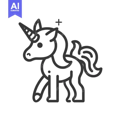Aset premium populer: Line Art Illustration of a Cartoon Unicorn