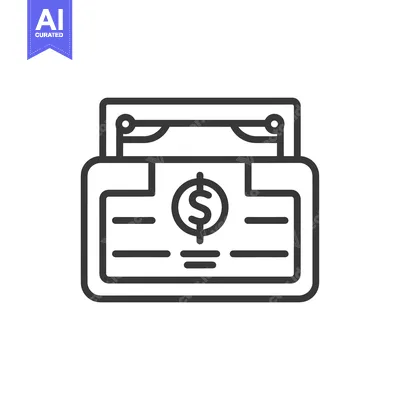 Aset desain premium: Line Art Illustration of a Cash Register with a Dollar Sign