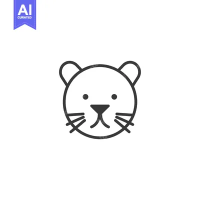 Aset premium populer: Line Art Illustration of a Cat's Face