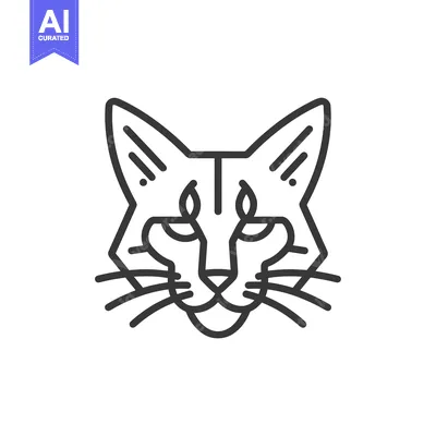 Aset premium populer: Line Art Illustration of a Cat's Face