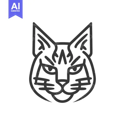 Aset desain premium: Line Art Illustration of a Cat's Face