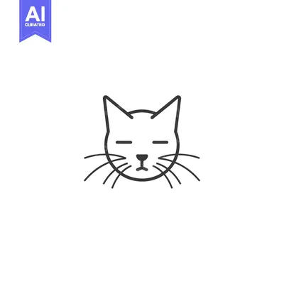 Aset premium populer: Line Art Illustration of a Cat's Face
